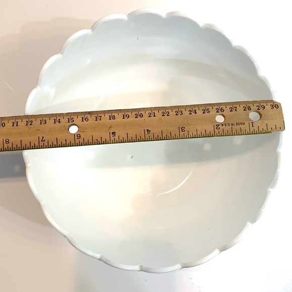 Milk Glass Serving Bowl Vegetable Quilted Star 7.5” Scalloped Edge Pattern VTG - Picture 6 of 7